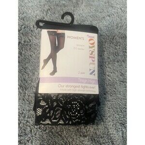 NWT Women's Joyspun Lace Thigh High Opaque  Stockings Black Up To 164 Lb 2-pair
